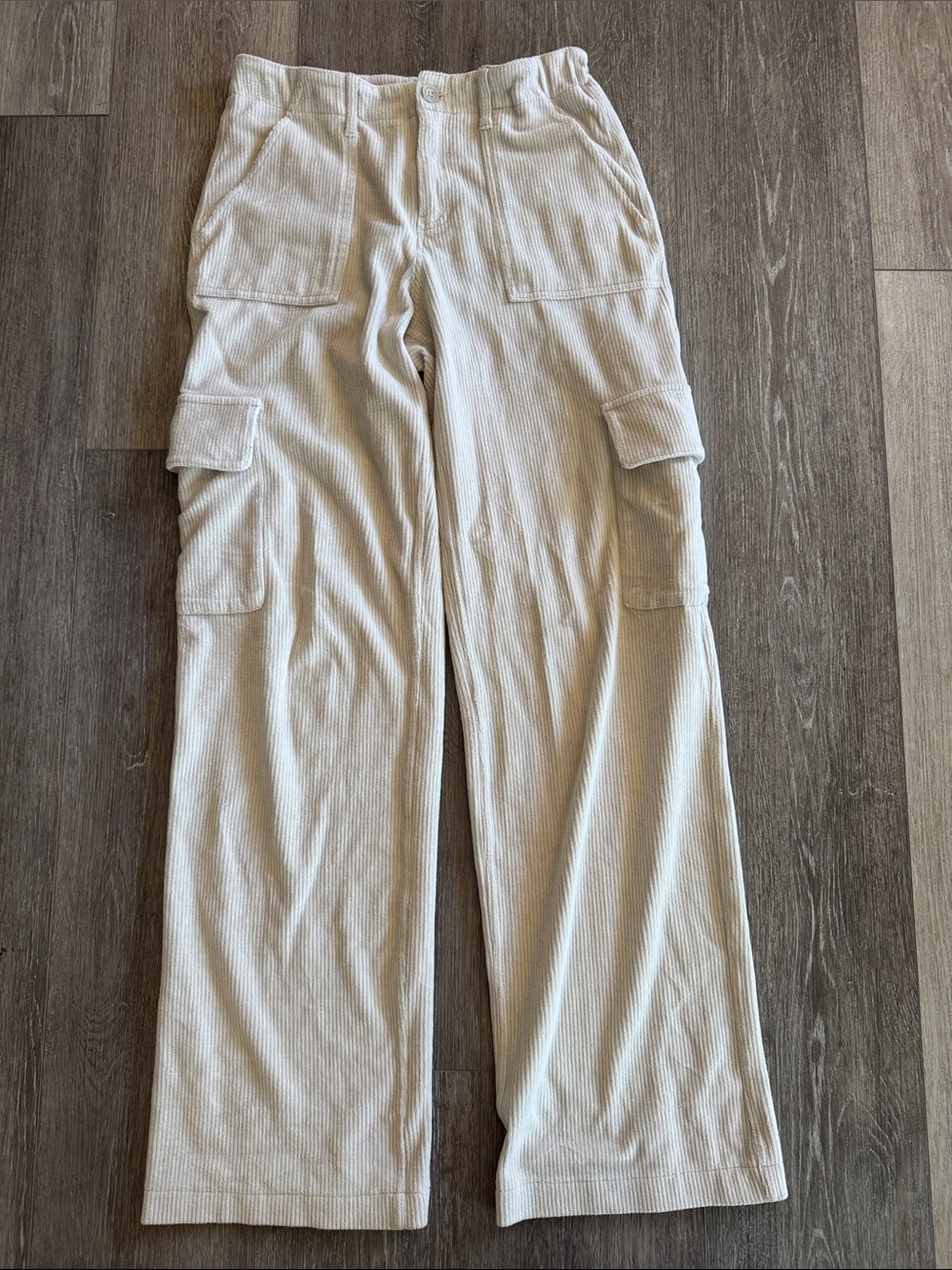 abercrombie kids Cream Corduroy Cargo Pants